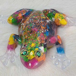 Colorful resin frog